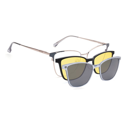 Voyage Silver & Grey Cateye Eyeglasses for Women (6312FMG8575)