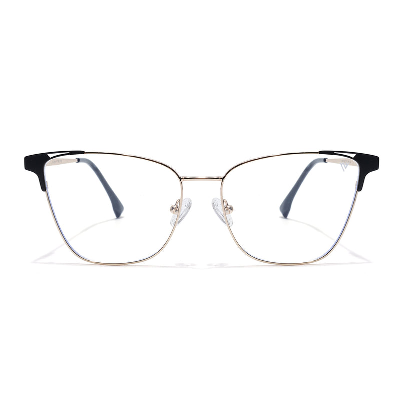 Voyage Golden & Black Cateye Eyeglasses for Women (6312FMG8576)