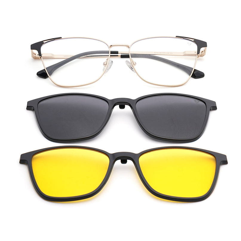 Voyage Golden & Black Cateye Eyeglasses for Women (6312FMG8576)