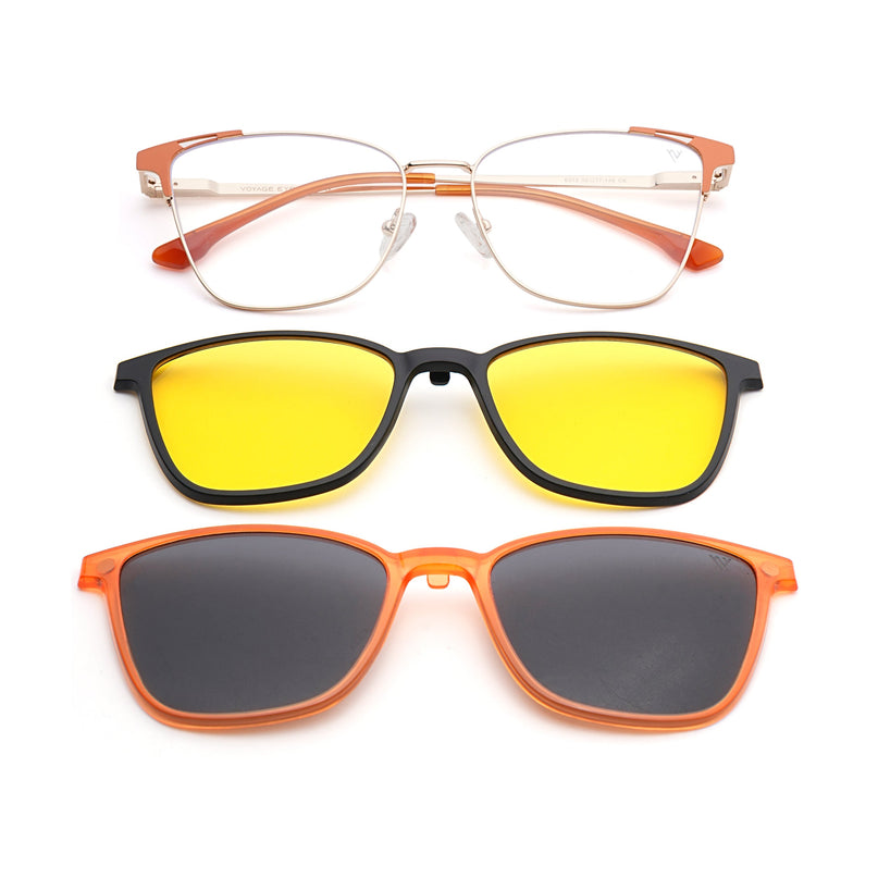 Voyage Golden & Orange Cateye Eyeglasses for Women (6312FMG8577)