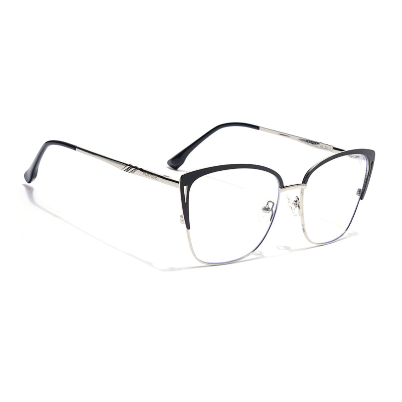 Voyage Silver & Black Cateye Eyeglasses for Women (6316FMG8612)