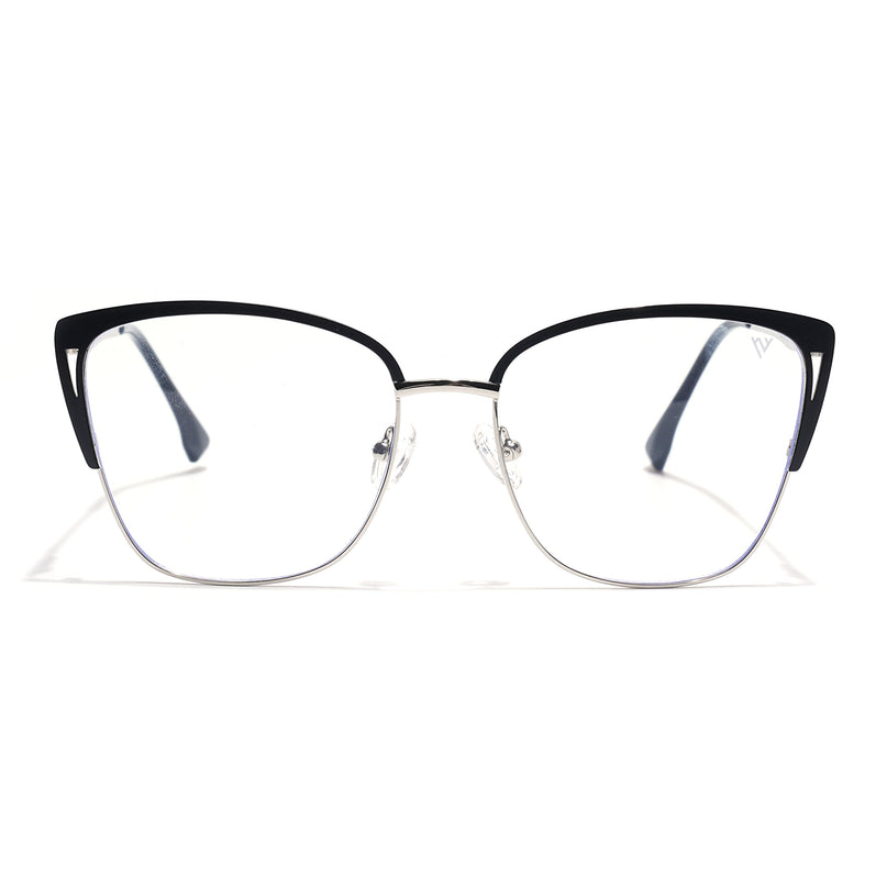 Voyage Silver & Black Cateye Eyeglasses for Women (6316FMG8612)