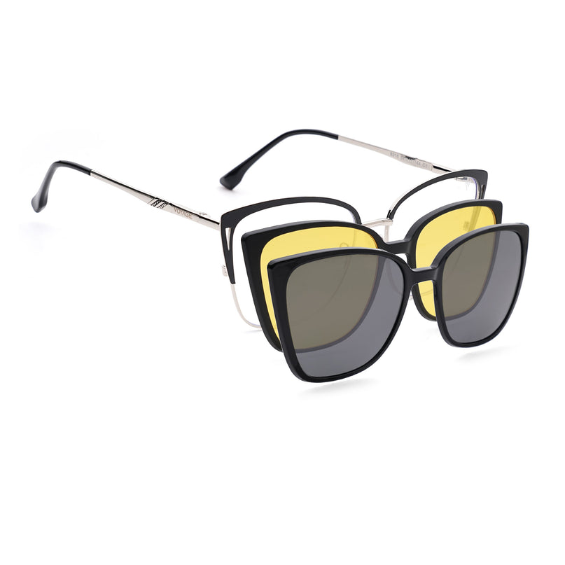 Voyage Silver & Black Cateye Eyeglasses for Women (6316FMG8612)