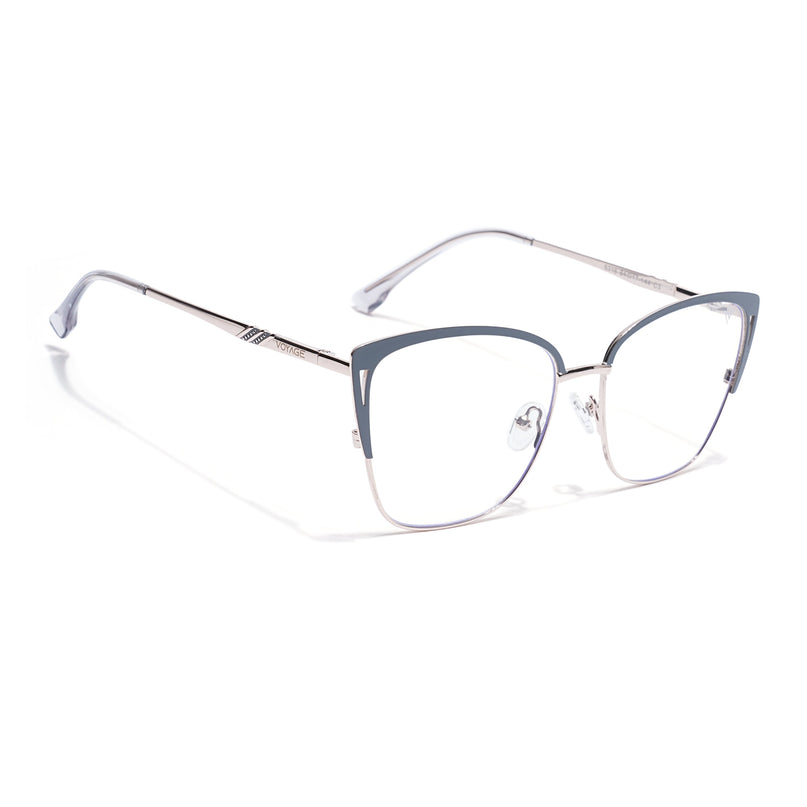 Voyage Silver & Grey Cateye Eyeglasses for Women (6316FMG8613)