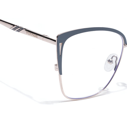 Voyage Silver & Grey Cateye Eyeglasses for Women (6316FMG8613)