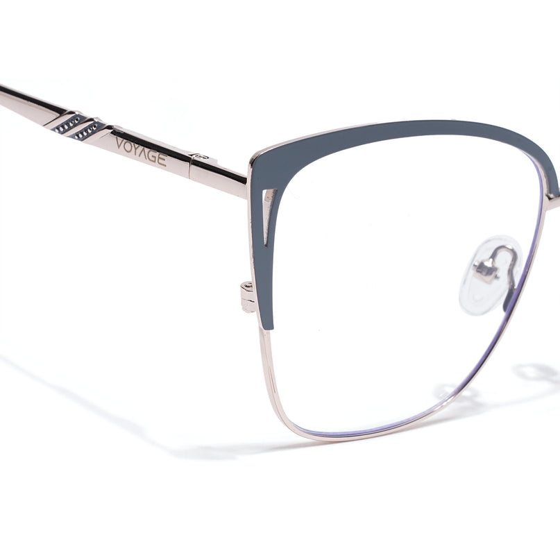 Voyage Silver & Grey Cateye Eyeglasses for Women (6316FMG8613)