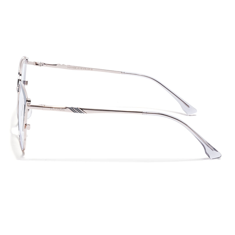 Voyage Silver & Grey Cateye Eyeglasses for Women (6316FMG8613)