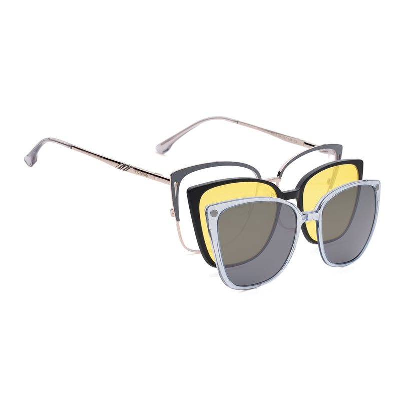 Voyage Silver & Grey Cateye Eyeglasses for Women (6316FMG8613)