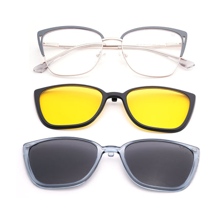Voyage Silver & Grey Cateye Eyeglasses for Women (6316FMG8613)