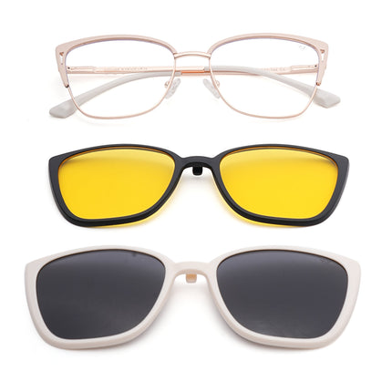 Voyage Golden & Cream Cateye Eyeglasses for Women (6316FMG8617)