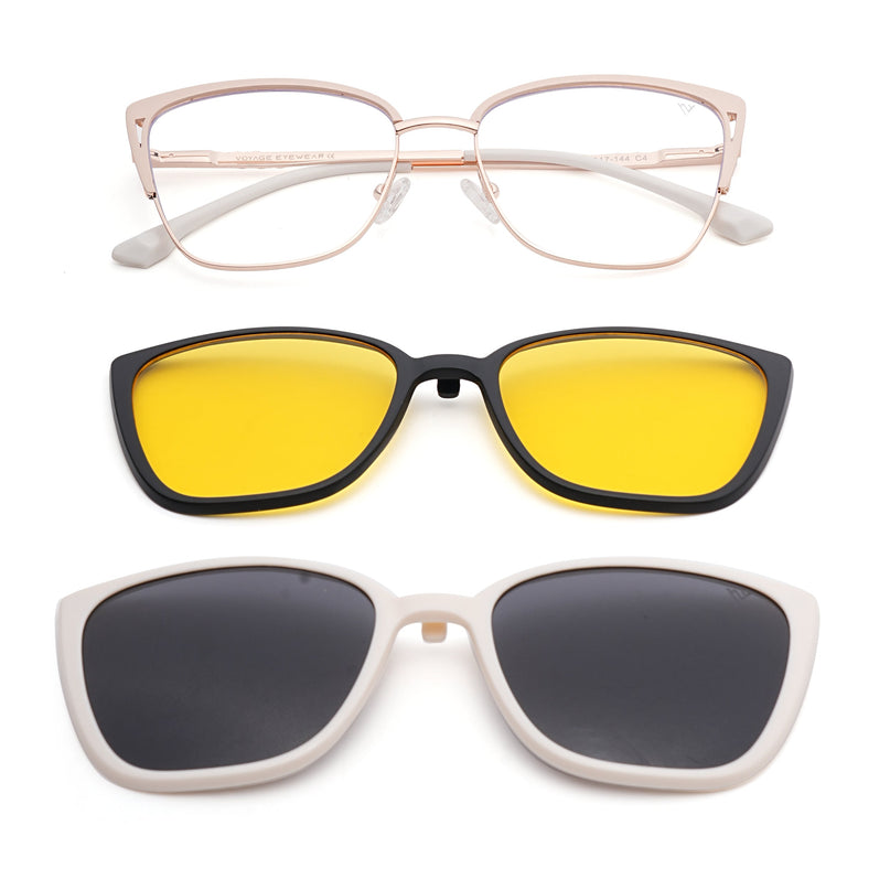 Voyage Golden & Cream Cateye Eyeglasses for Women (6316FMG8617)