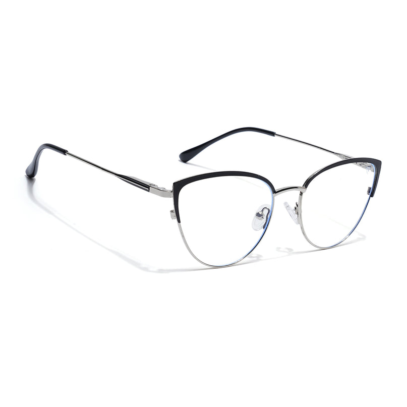 Voyage Silver & Black Cateye Eyeglasses for Women (6317FMG8568)