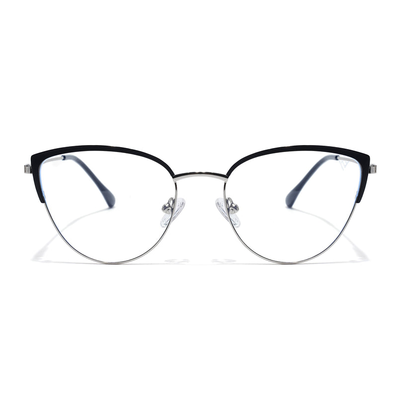 Voyage Silver & Black Cateye Eyeglasses for Women (6317FMG8568)