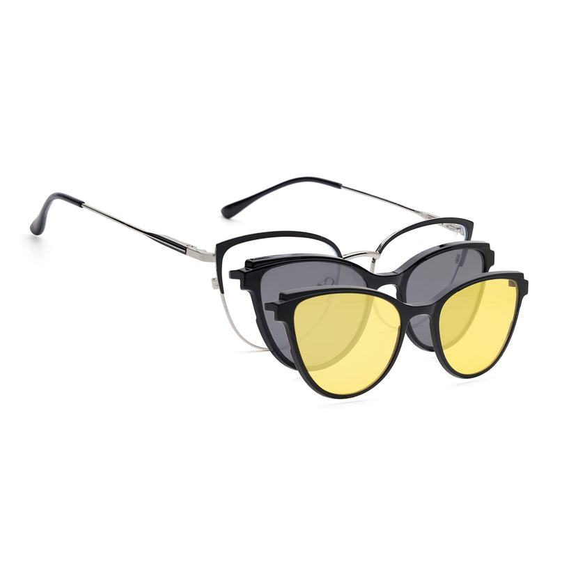 Voyage Silver & Black Cateye Eyeglasses for Women (6317FMG8568)