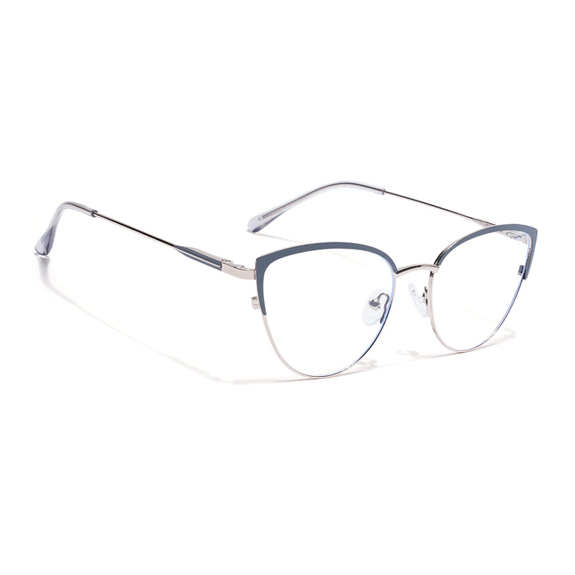 Voyage Silver & Grey Cateye Eyeglasses for Women (6317FMG8569)