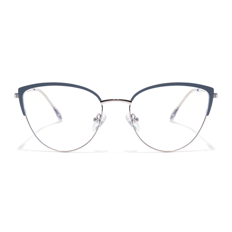 Voyage Silver & Grey Cateye Eyeglasses for Women (6317FMG8569)