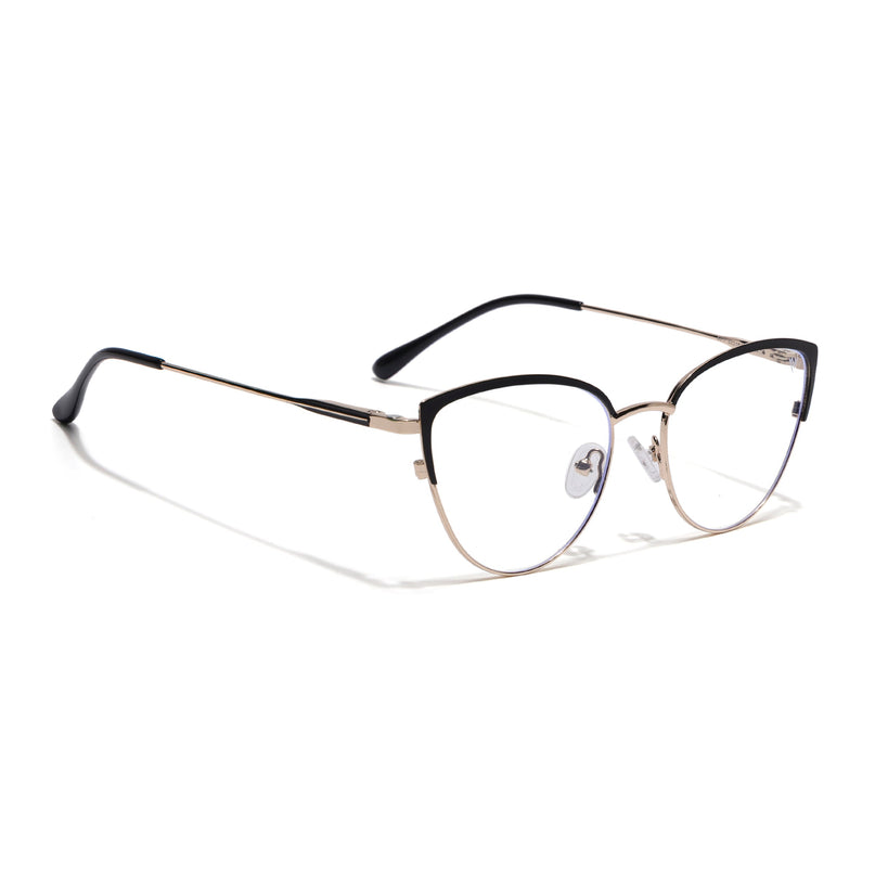 Voyage Golden & Black Cateye Eyeglasses for Women (6317FMG8570)