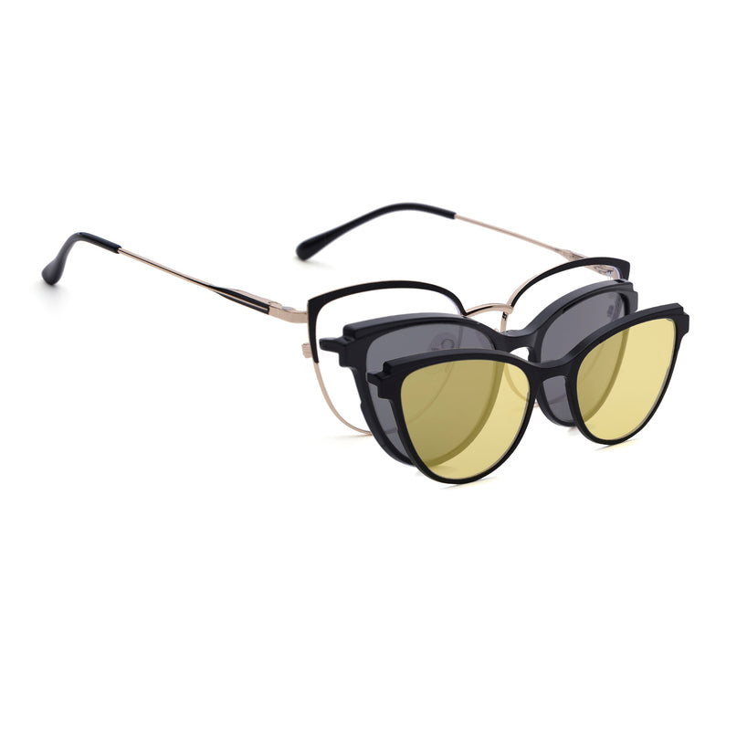 Voyage Golden & Black Cateye Eyeglasses for Women (6317FMG8570)