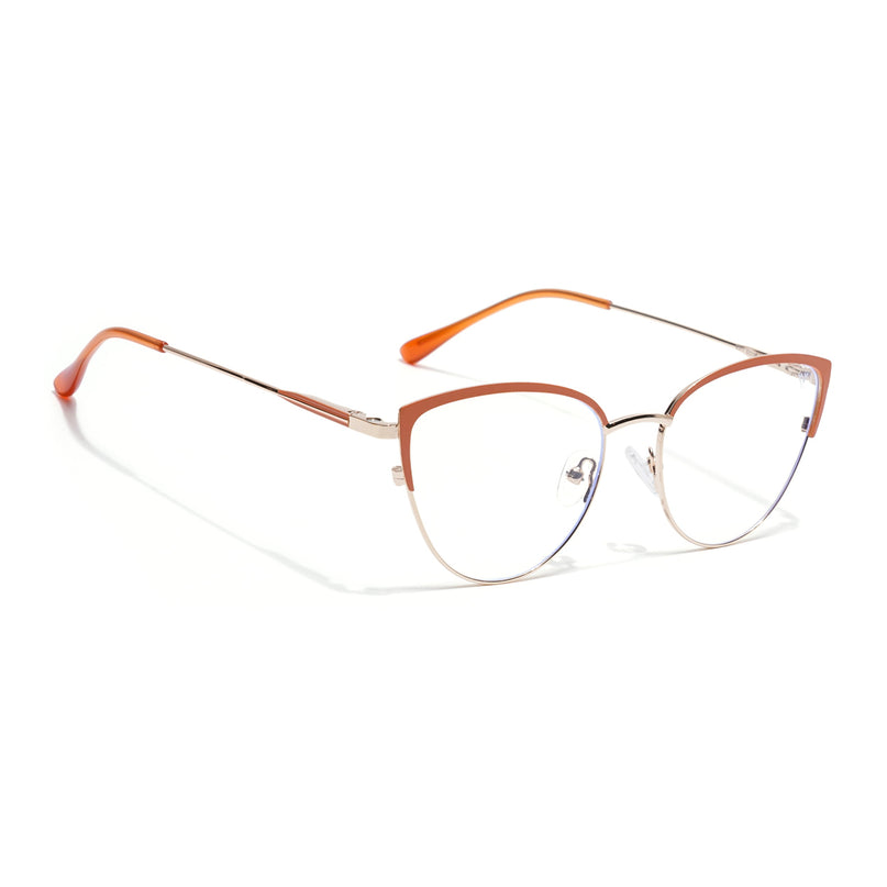 Voyage Golden & Orange Cateye Eyeglasses for Women (6317FMG8571)