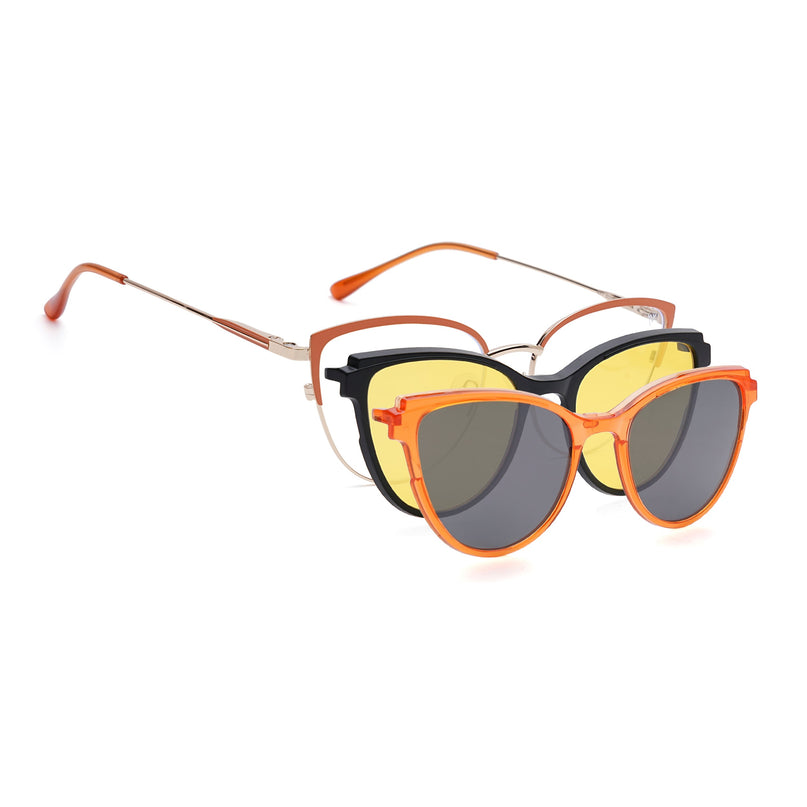 Voyage Golden & Orange Cateye Eyeglasses for Women (6317FMG8571)