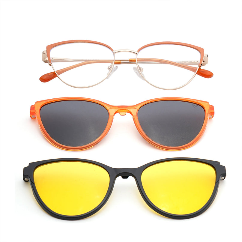 Voyage Golden & Orange Cateye Eyeglasses for Women (6317FMG8571)