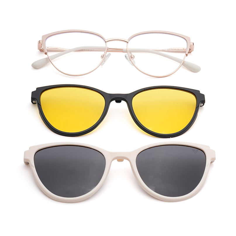Voyage Golden & Cream Cateye Eyeglasses for Women (6317FMG8573)