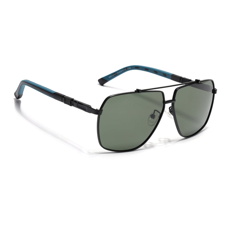 Aviator Polarized Sunglasses for Men & Women (Green Lens | Black Frame - SLPMG7227)