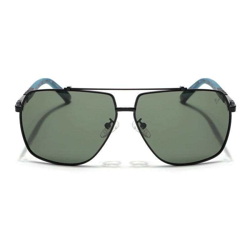 Aviator Polarized Sunglasses for Men & Women (Green Lens | Black Frame - SLPMG7227)