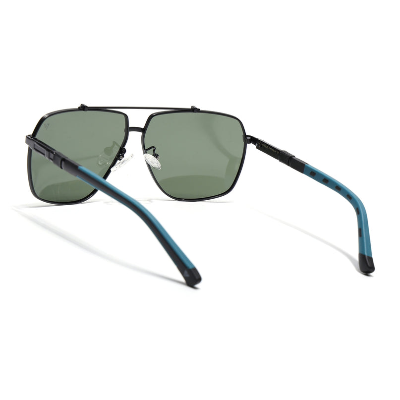 Aviator Polarized Sunglasses for Men & Women (Green Lens | Black Frame - SLPMG7227)