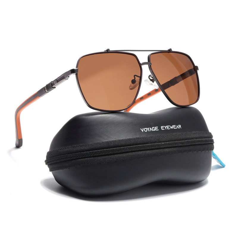 Aviator Polarized Sunglasses for Men & Women (Brown Lens | Brown Frame - SLPMG7228)