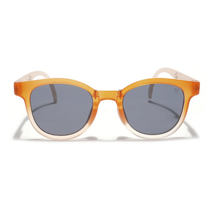 Foldable Round Polarized Sunglasses for Kids -6 yrs To 12 yrs (Black Lens | Orange Frame - PMG5917)
