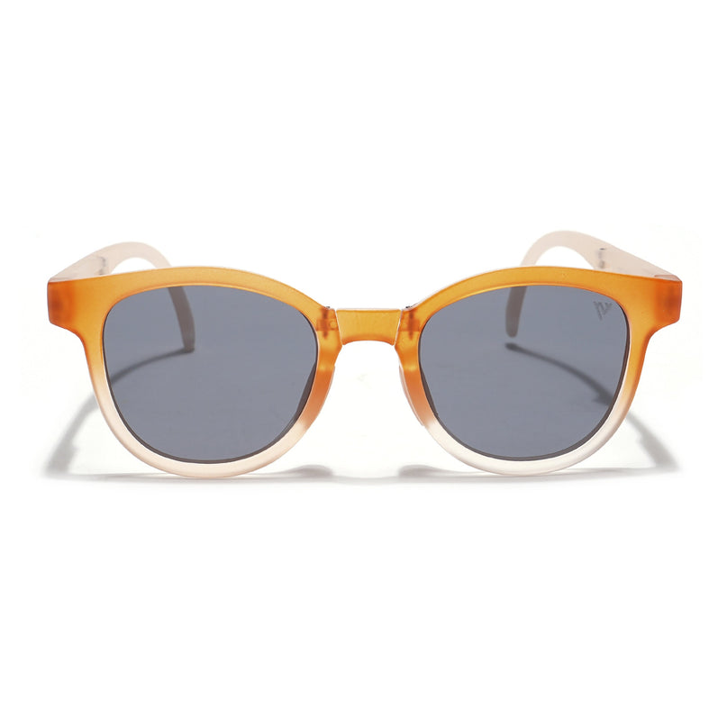 Foldable Round Polarized Sunglasses for Kids -6 yrs To 12 yrs (Black Lens | Orange Frame - PMG5917)