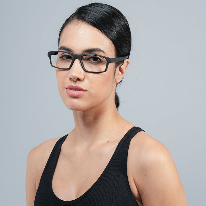 Voyage Active Black Rectangle Eyeglasses for Men & Women - MG5635-C1
