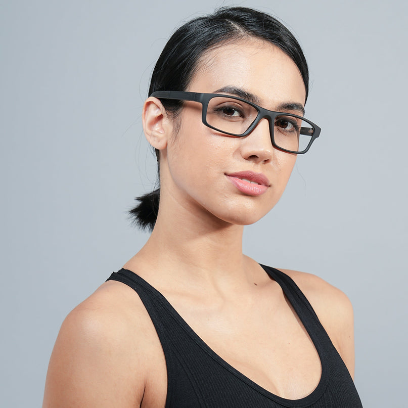 Voyage Active Black Rectangle Eyeglasses for Men & Women - MG5635-C1