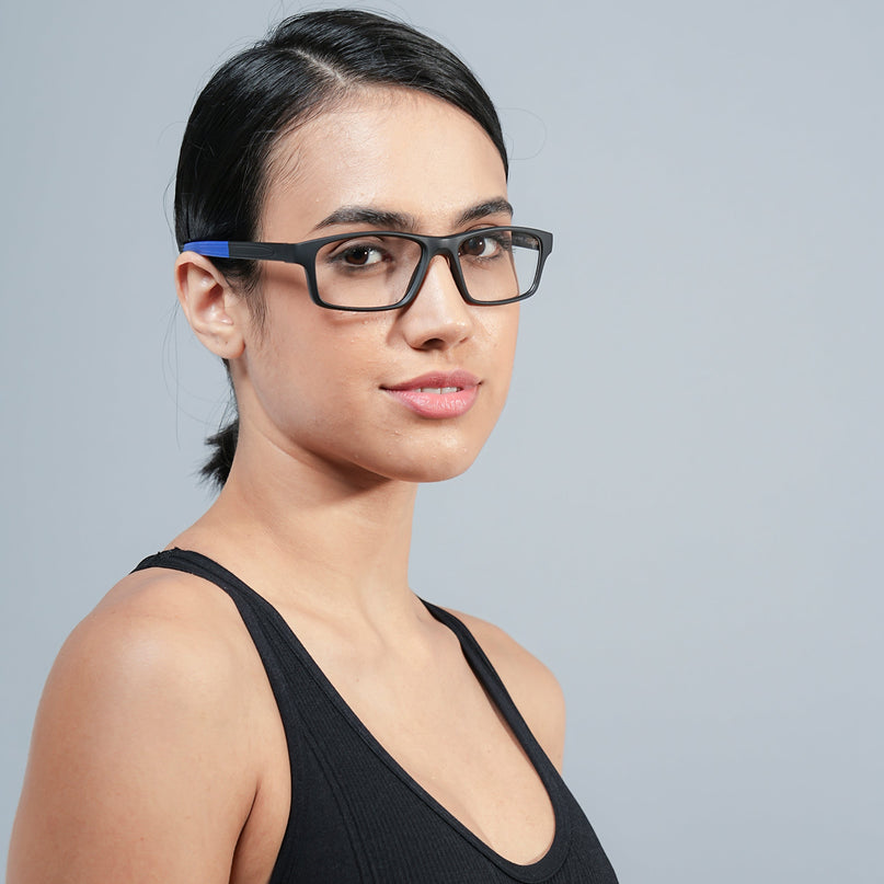 Voyage Active Black Rectangle Eyeglasses for Men & Women - MG5637-C3