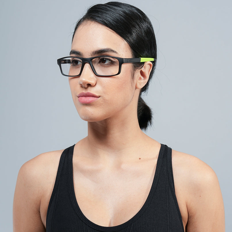 Voyage Active Black Rectangle Eyeglasses for Men & Women - MG5638-C4