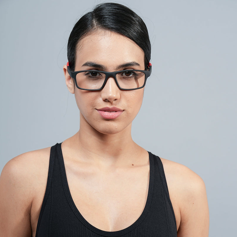 Voyage Active Black Rectangle Eyeglasses for Men & Women - MG5639-C5
