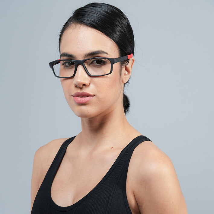 Voyage Active Black Rectangle Eyeglasses for Men & Women - MG5639-C5