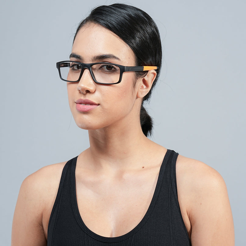 Voyage Active Black Rectangle Eyeglasses for Men & Women - MG5640-C6