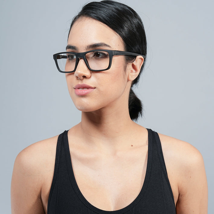 Voyage Active Black Square Eyeglasses for Men & Women - MG5641-C1