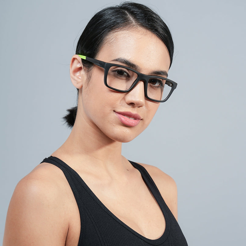 Voyage Active Black Square Eyeglasses for Men & Women - MG5644-C4
