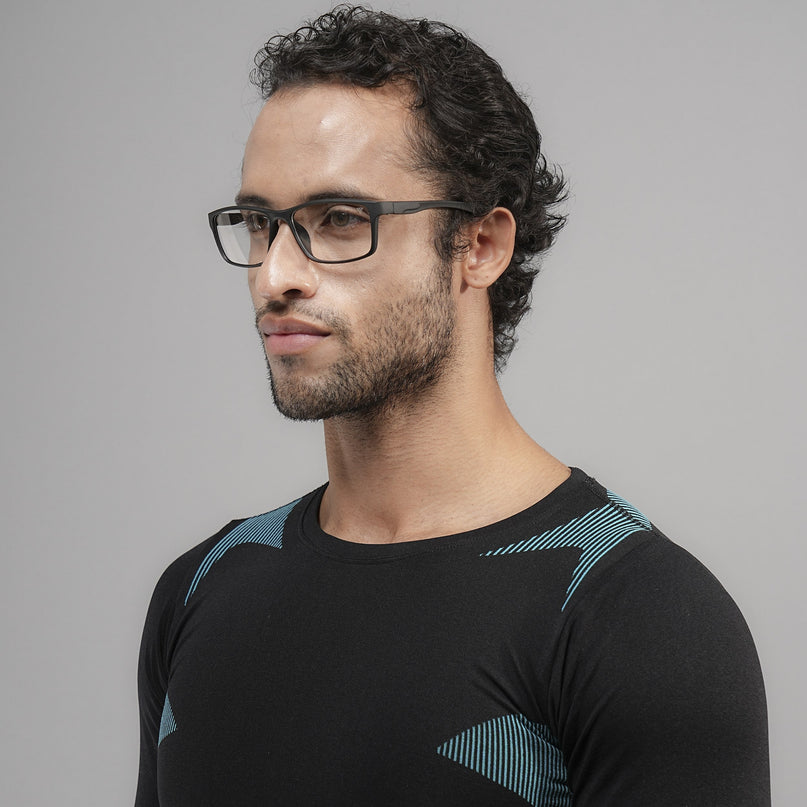 Voyage Active Black Rectangle Eyeglasses for Men & Women - MG5647-C1