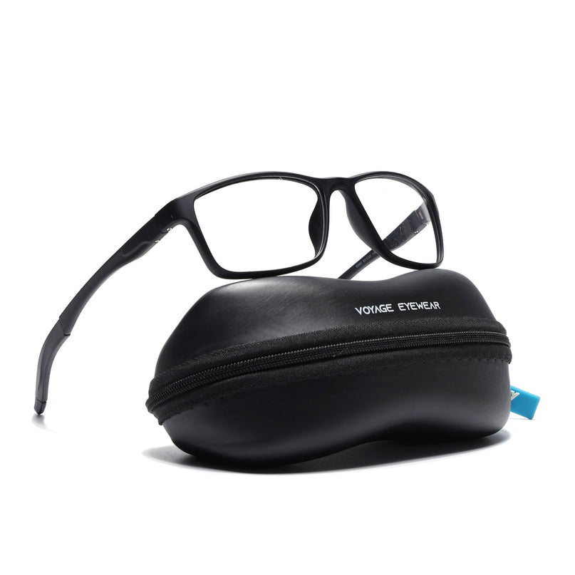 Voyage Active Black Rectangle Eyeglasses for Men & Women - MG5647-C1