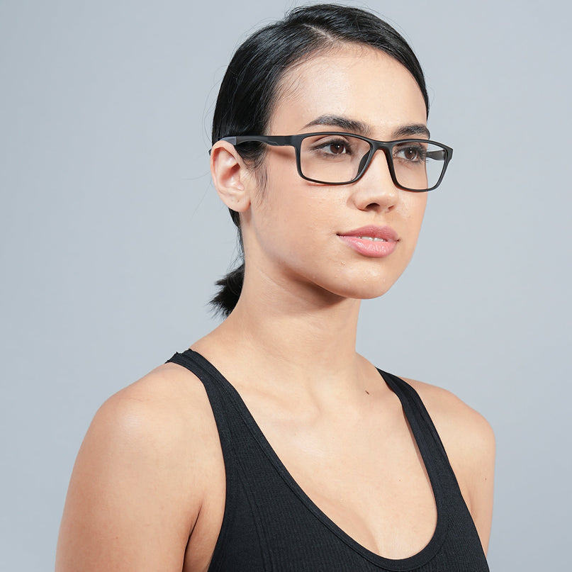 Voyage Active Black Rectangle Eyeglasses for Men & Women - MG5648-C2