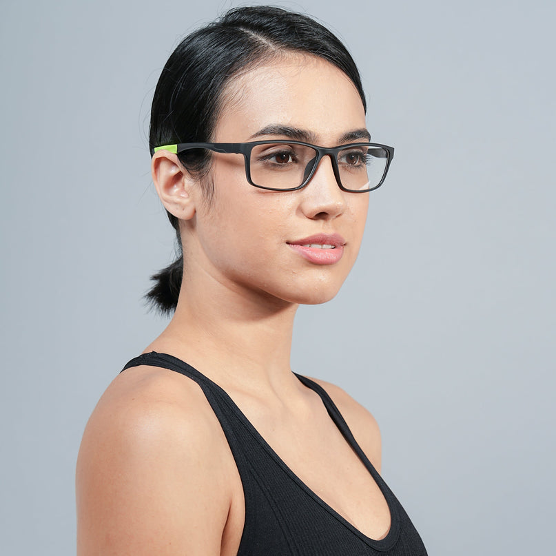 Voyage Active Black Rectangle Eyeglasses for Men & Women - MG5650-C4