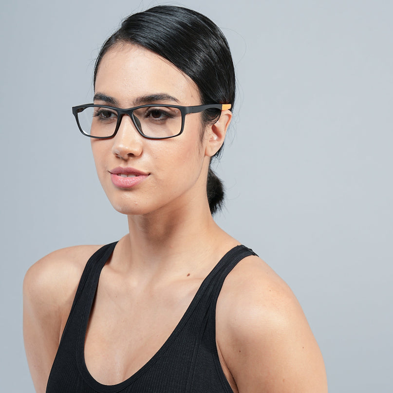 Voyage Active Black Rectangle Eyeglasses for Men & Women - MG5652-C6