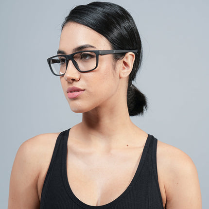 Voyage Active Black Square Eyeglasses for Men & Women - MG5653-C1