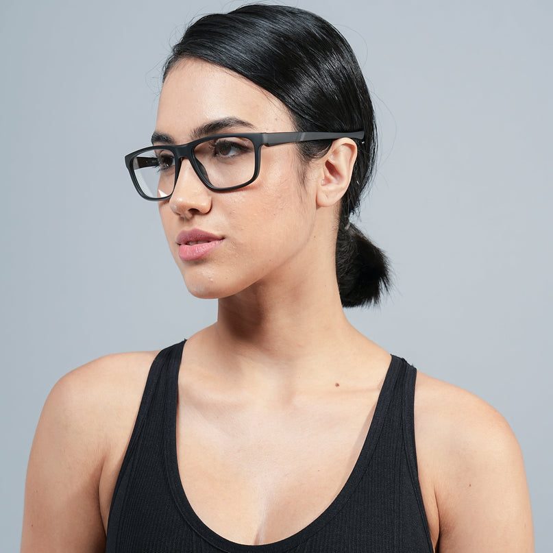 Voyage Active Black Square Eyeglasses for Men & Women - MG5653-C1