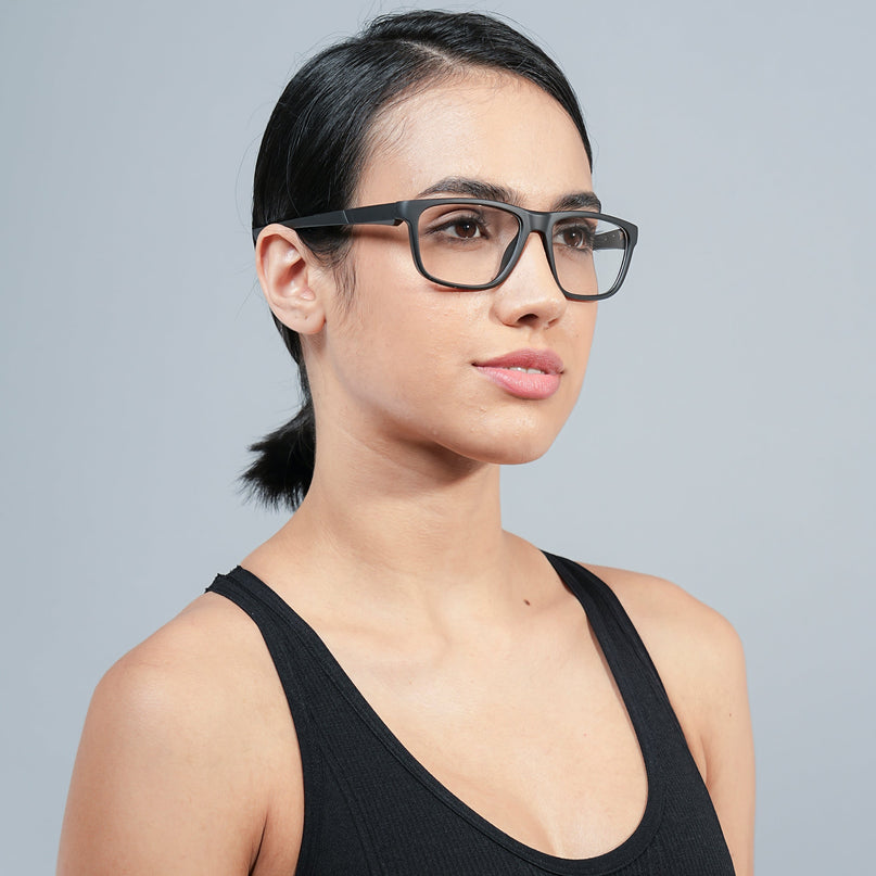 Voyage Active Black Square Eyeglasses for Men & Women - MG5657-C5