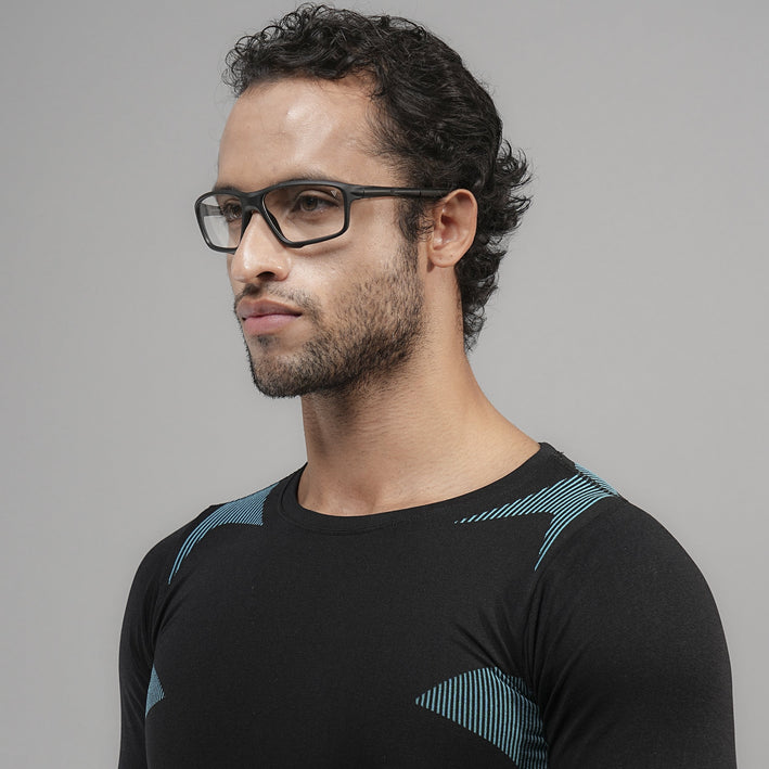 Voyage Active Black Rectangle Eyeglasses for Men & Women - MG5659-C1